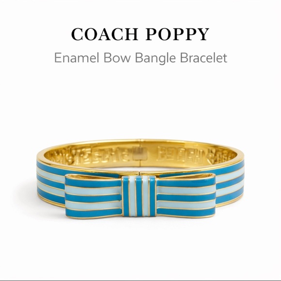 Coach Jewelry - COACH Poppy Turquoise Enamel Bow Bangle Bracelet